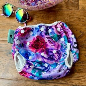 WILL & FOX | Baby Girls' Floral Adjustable & Reusable Swim Diaper NWOT | 0-36M